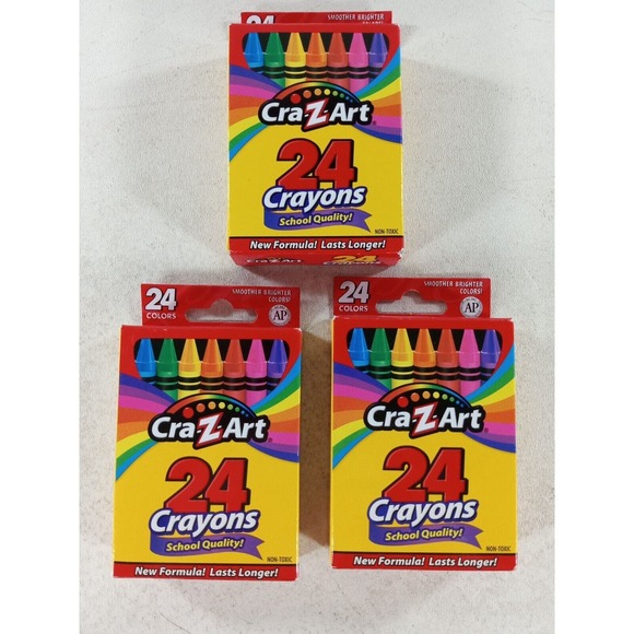 Crayons School Quality 3 Packs at 24 Count Smoother Brighter Colors - Picture 1 of 4